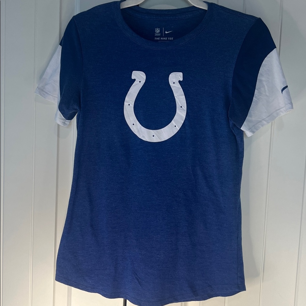 Nike Blue and White Sports Tee Colts